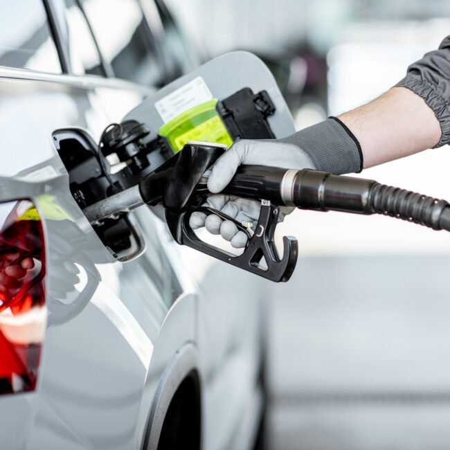 Refueling car with gasoline